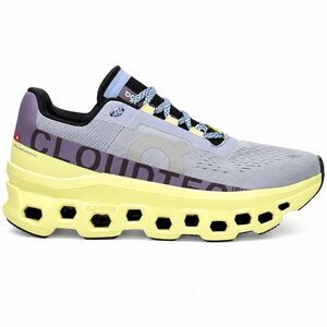 On Cloudmonster Running Shoes Size 9 Gray Yellow Max Cushion Road Running Active
